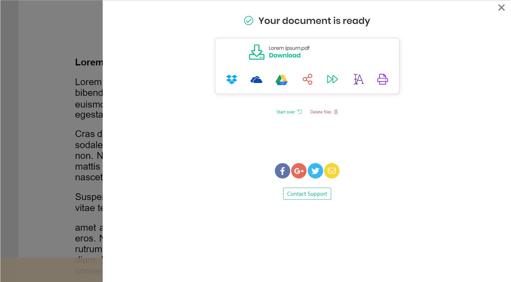 Online editor PDF Sejda - „Váš dokument je připraven“ 