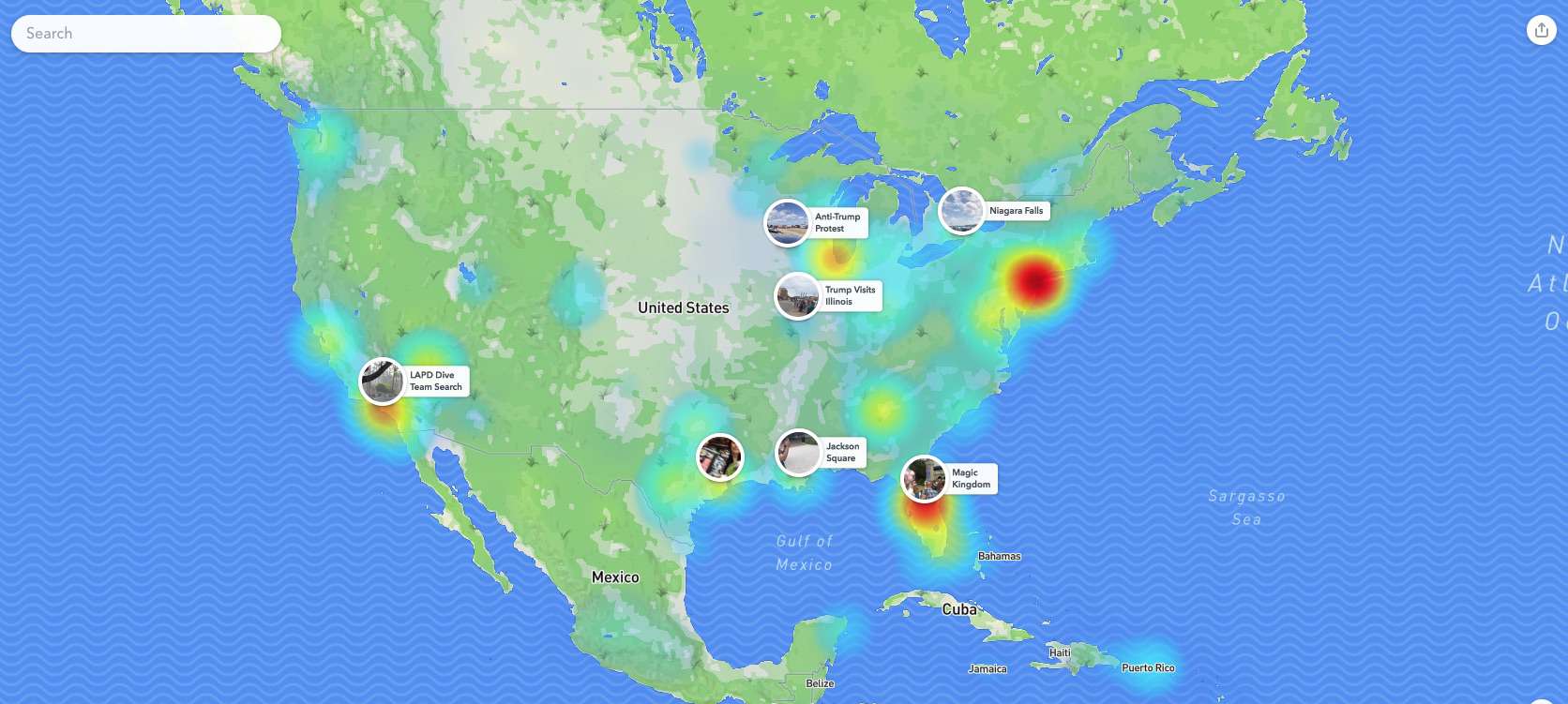 Snap Map na Snapchat.com.