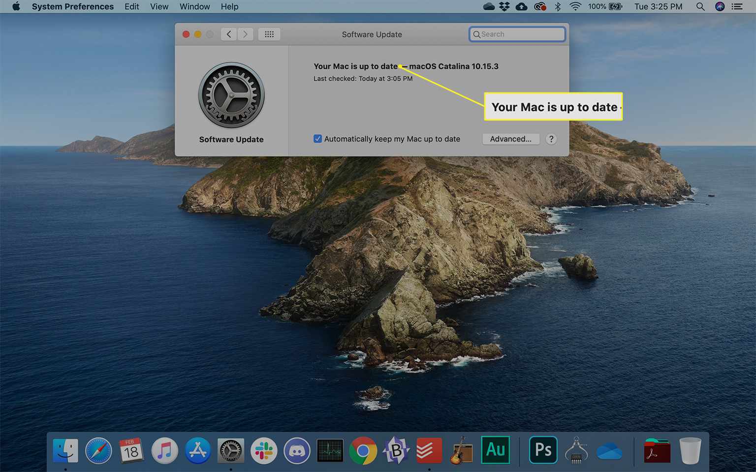Stavové okno aktualizace softwaru na počítači Mac