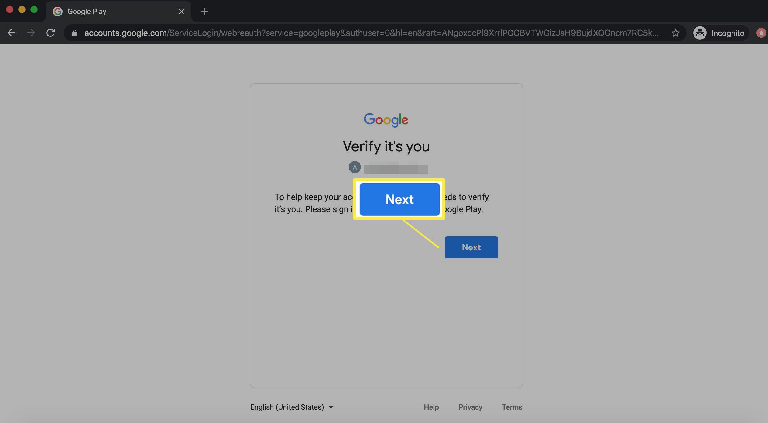 Ověření vaší identity při přihlašování do Googlu.