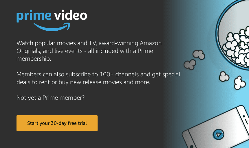 Stránka 30denní bezplatné zkušební verze služby Amazon Prime Video