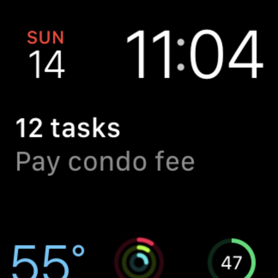 Snímek obrazovky Apple Watch zobrazený v aplikaci Fotky iPhone