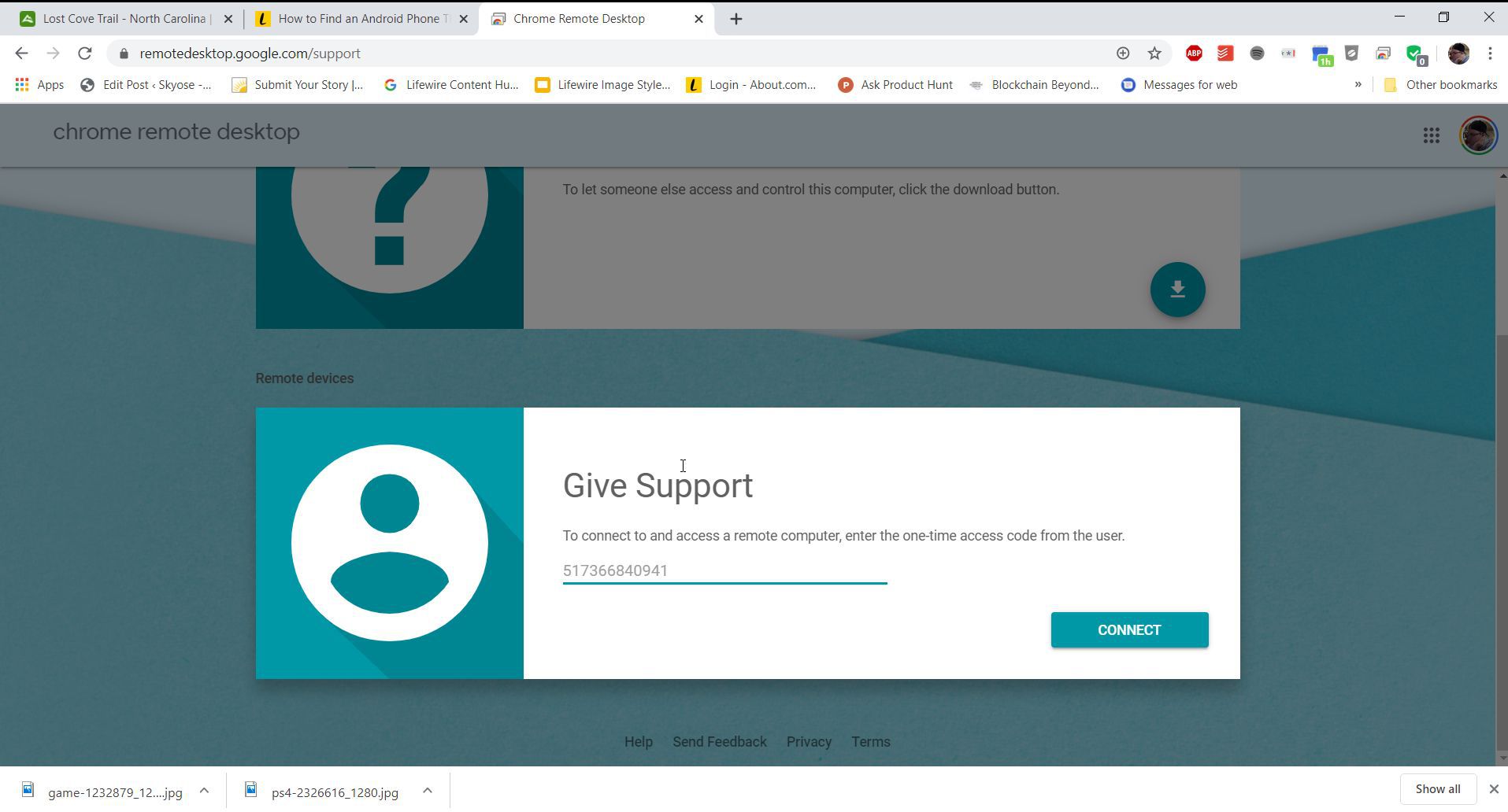 Screenshot aplikace Give Support na počítači se systémem Windows