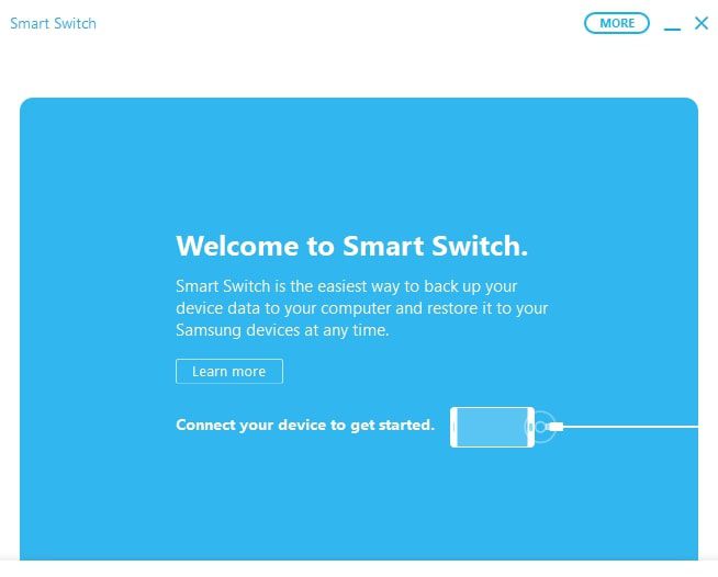 Spusťte Samsung Smart Switch na počítači a připojte smartphone nebo tablet k USB portu.