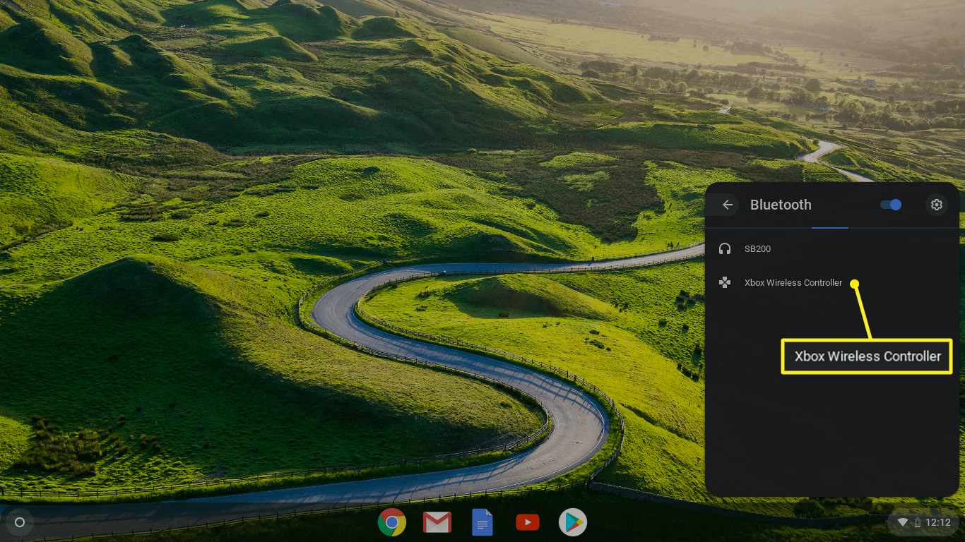 Nabídka Bluetooth na Chromebooku