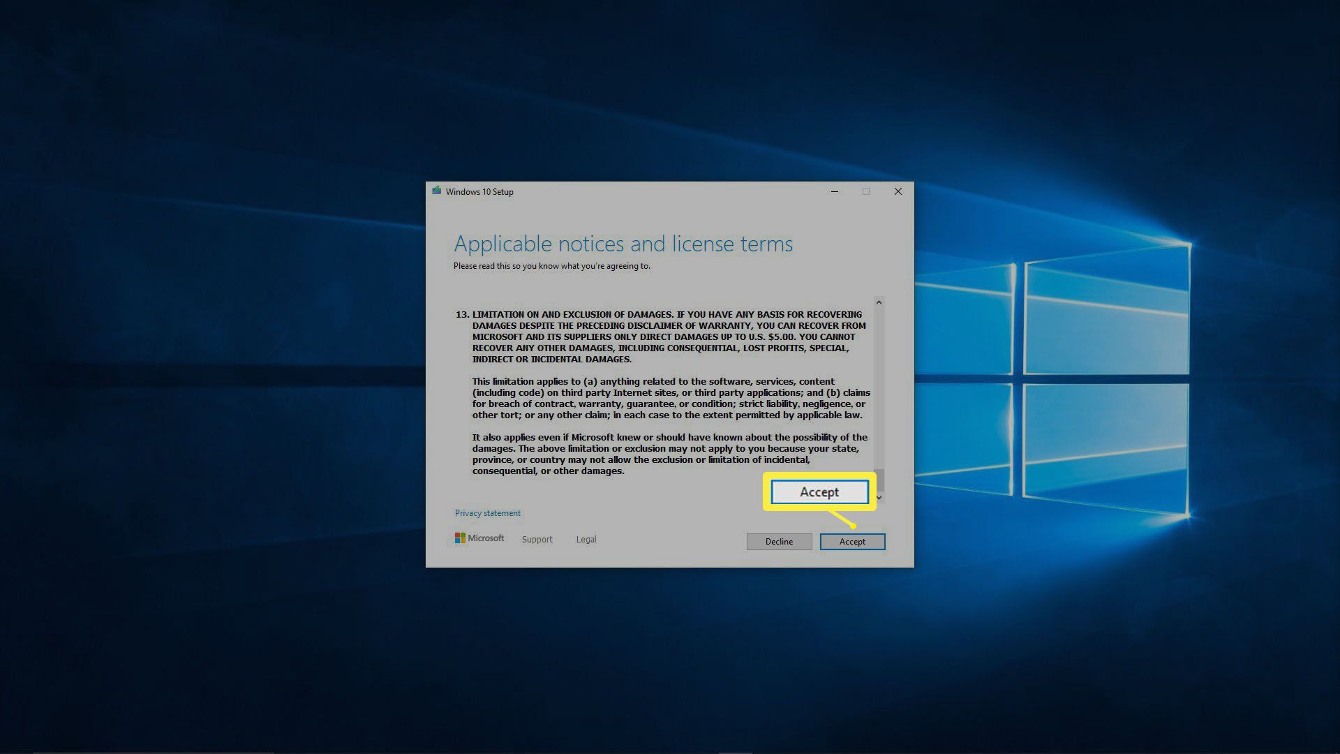 Screenshot nástroje pro vytváření médií ve Windows 10.