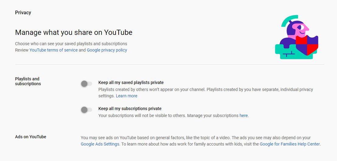 Nastavení ochrany osobních údajů YouTube