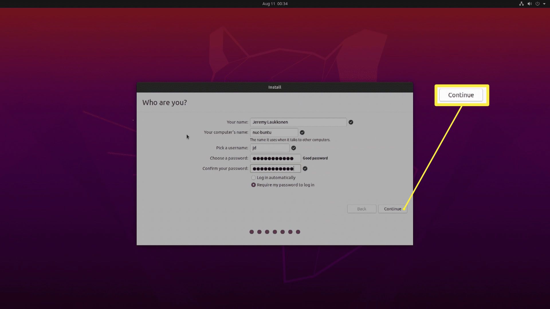 Snímek obrazovky s nastavením instalace Ubuntu.