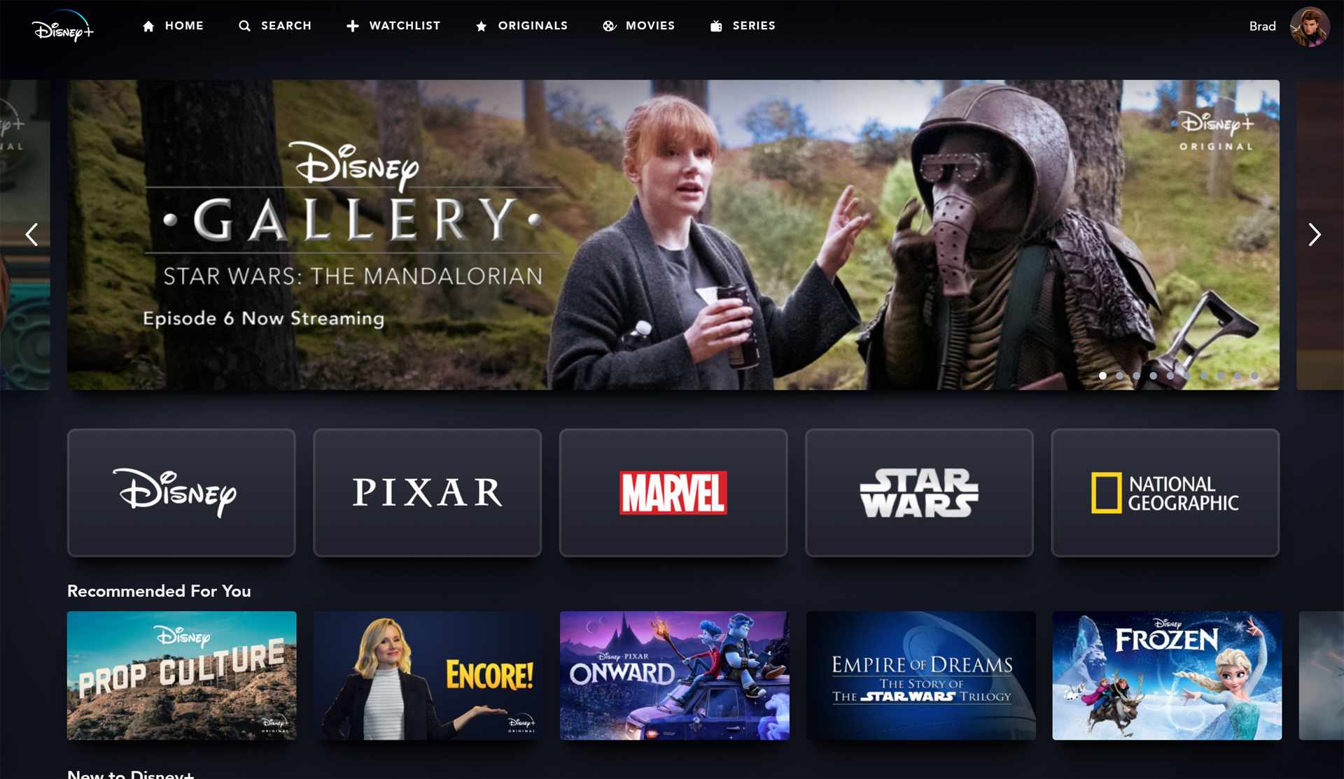 Webové stránky Disney Plus.