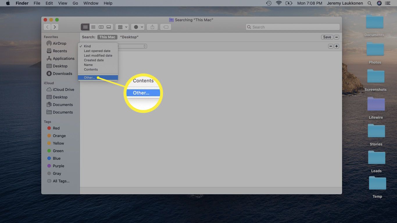 Snímek obrazovky s nastavením hledání Finderu v systému macOS.