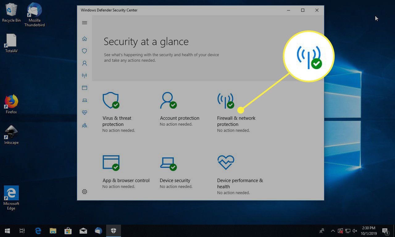 Firewall a ochrana sítě v programu Windows Defender