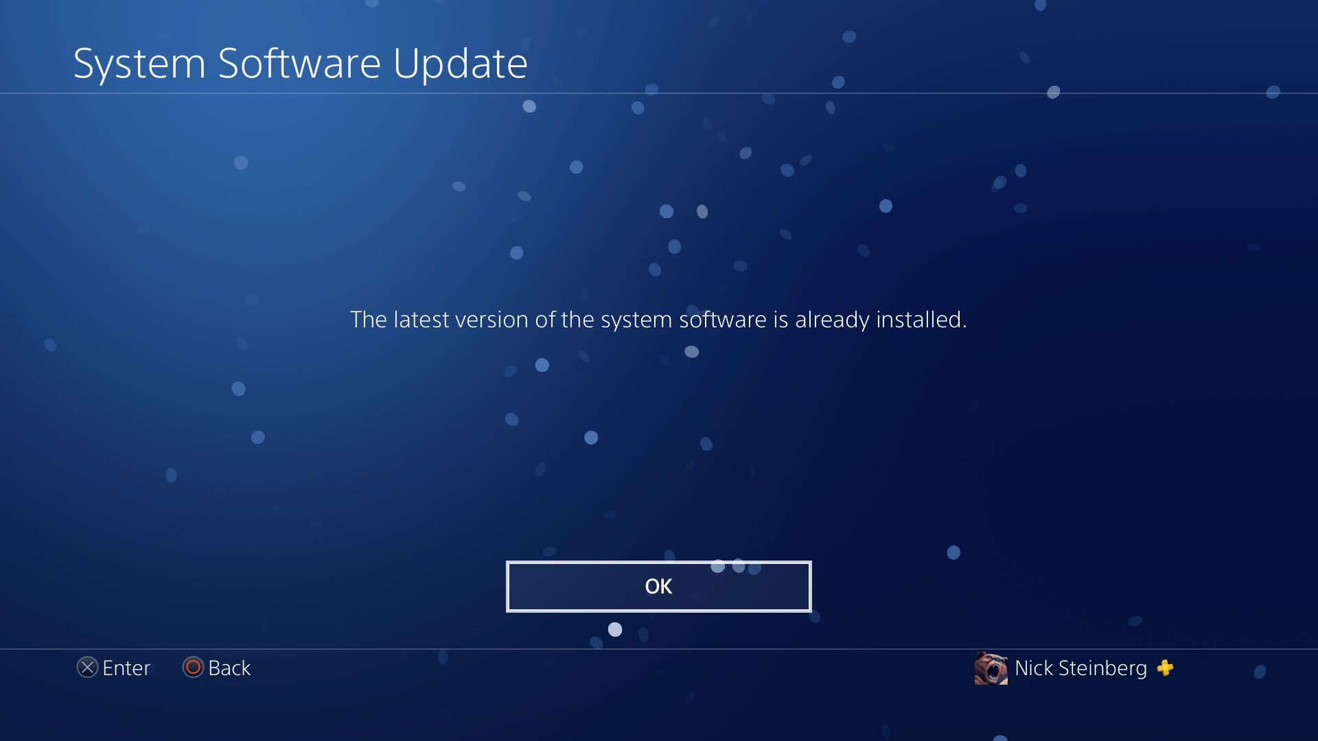 Obrazovka Aktualizace systémového softwaru na systému PS4. 