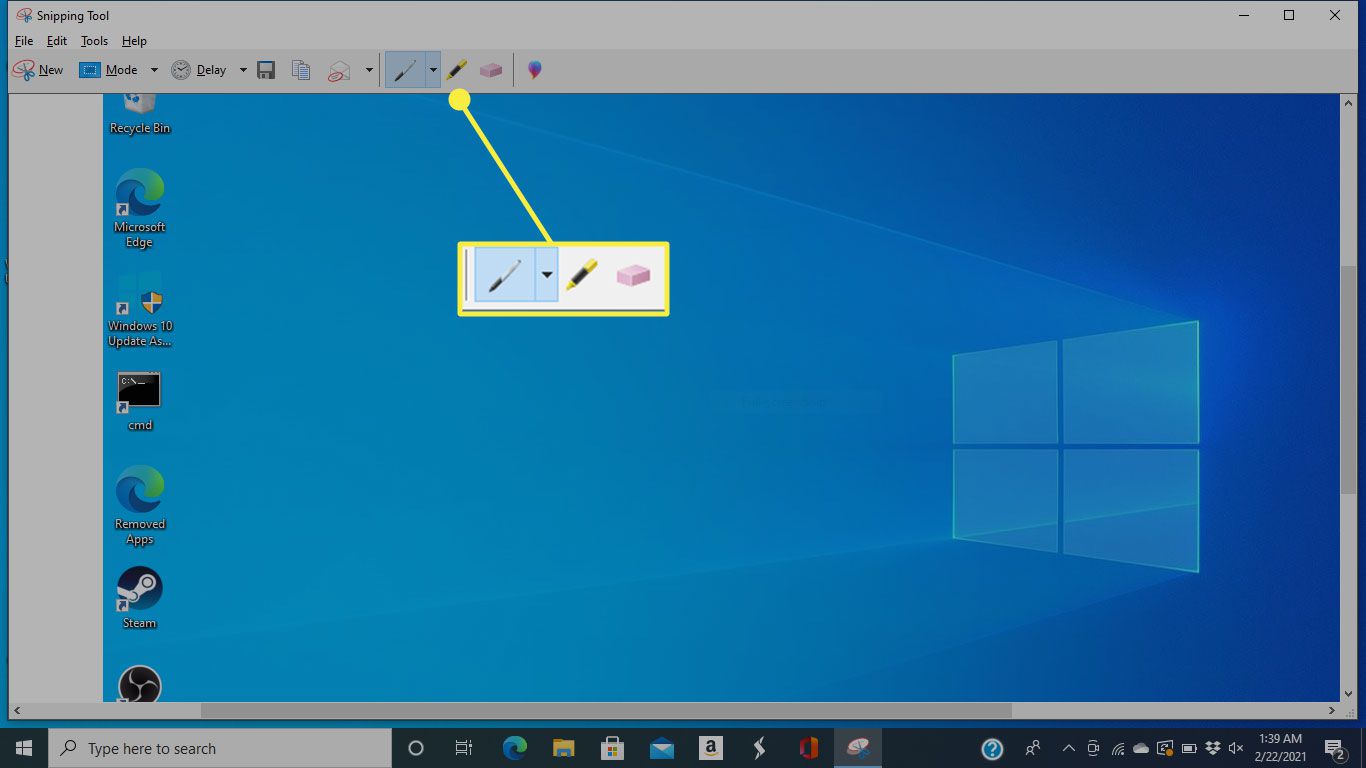 Nástroje pro úpravy v nástroji pro vystřihování systému Windows 10