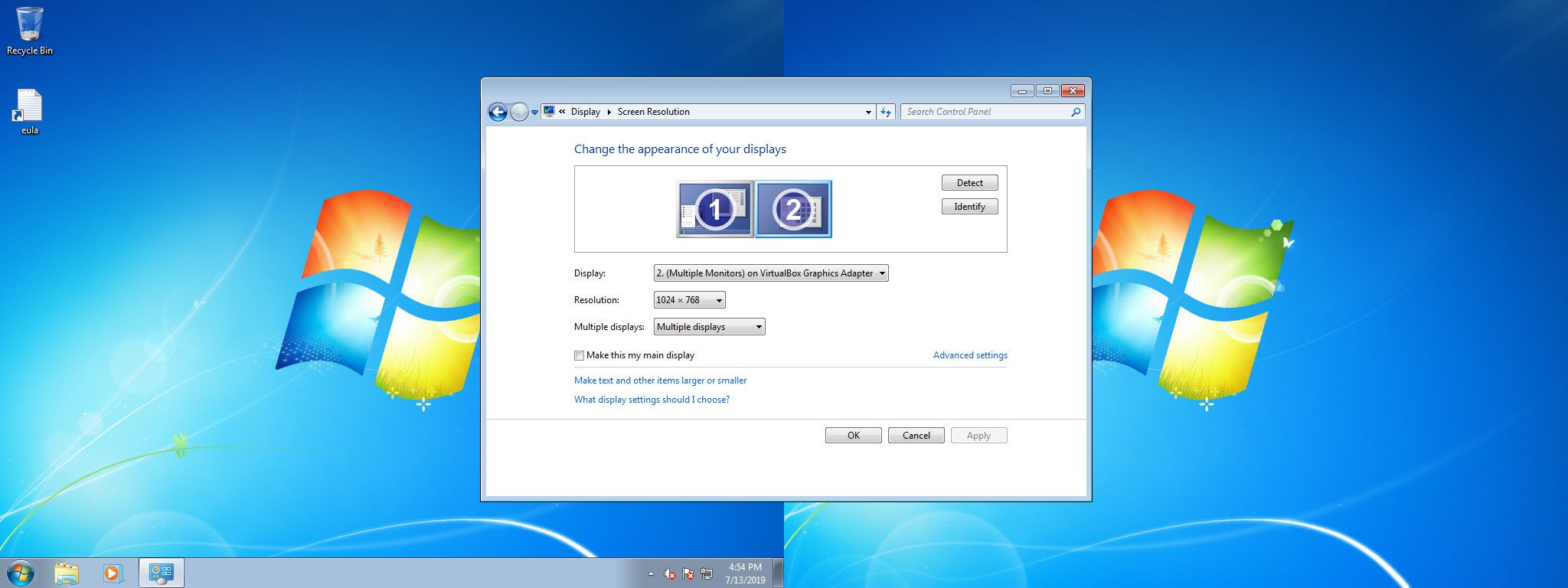 Rozšířený displej Windows 7
