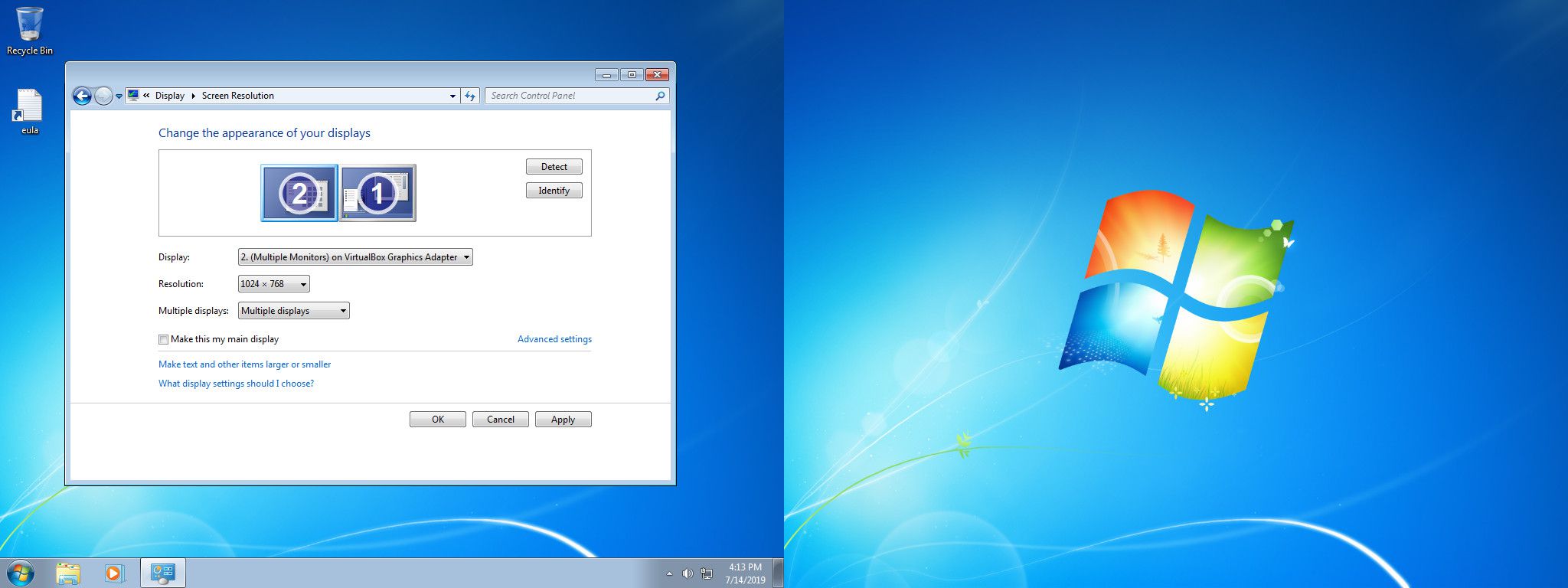 Windows 7 uspořádat displeje