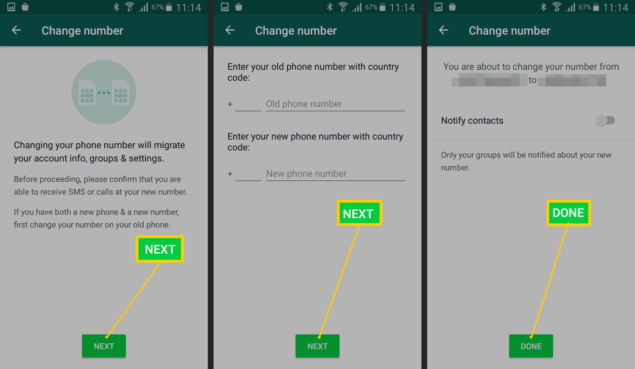 WhatsApp krok za krokem pokyny pro změnu vašeho čísla