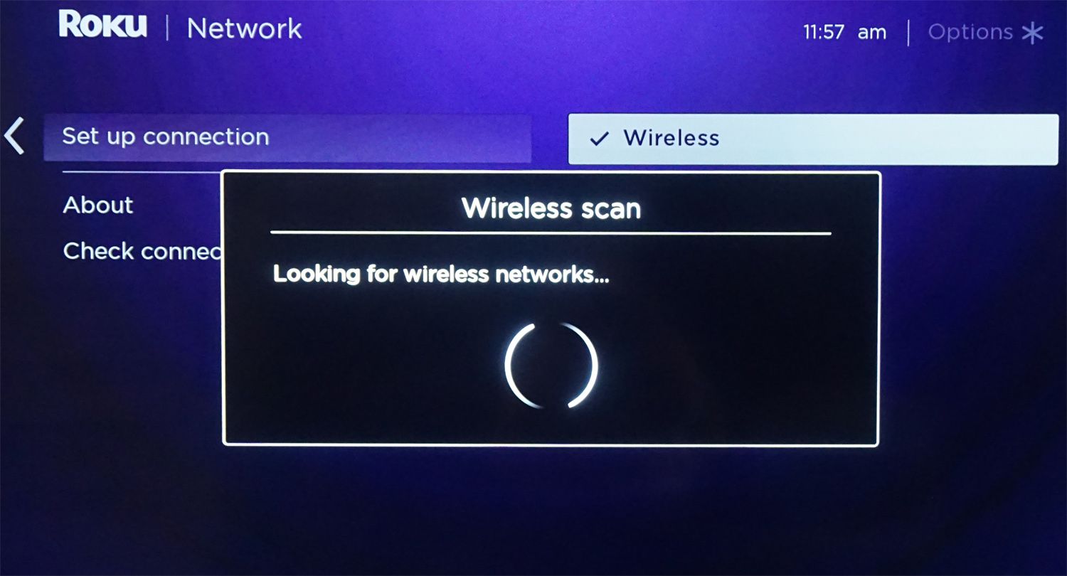 Nastavení Roku WiFi: Skenování dostupných sítí Screenshot