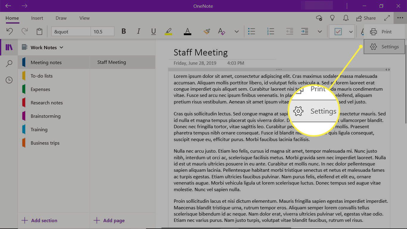 Nastavení pro desktopovou aplikaci OneNote