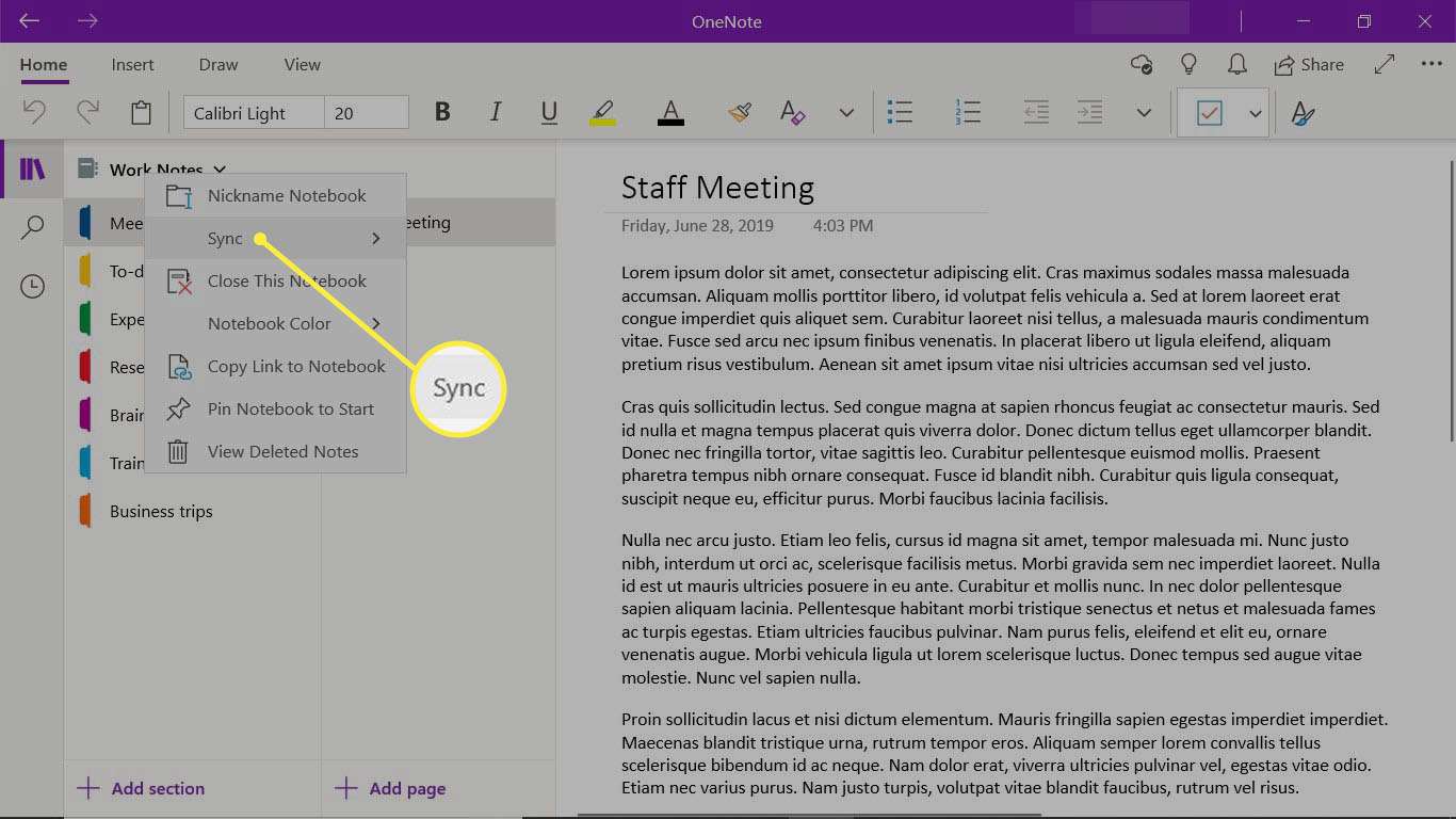 Ruční synchronizaci poznámkového bloku OneNote, když dojde k problémům se synchronizací