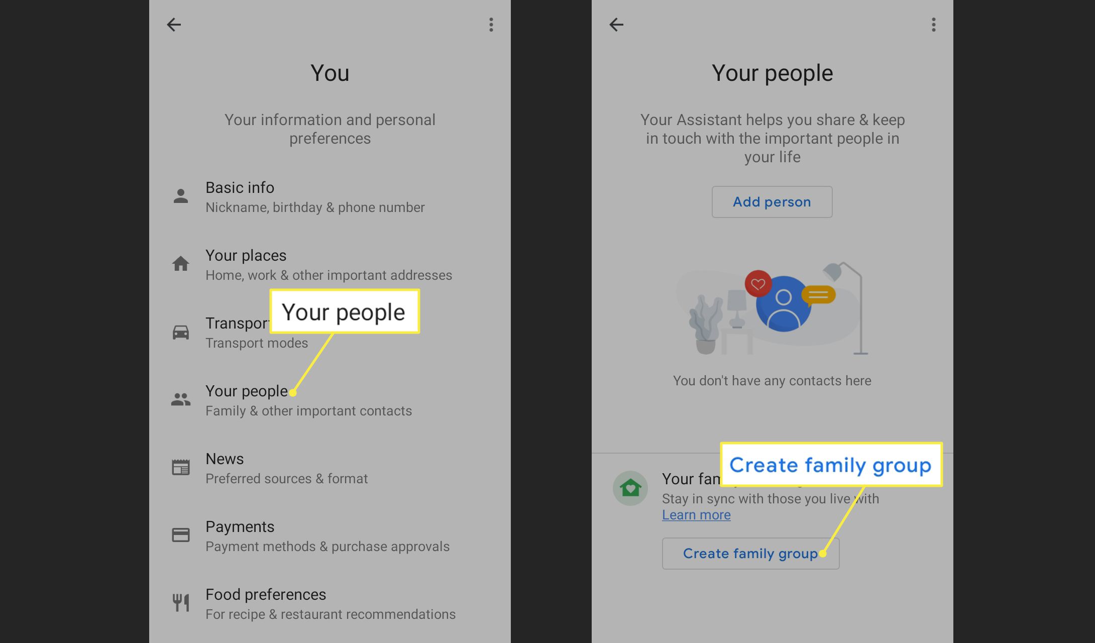 Vaši lidé a vytvořte rodinnou skupinu v aplikaci Google Home