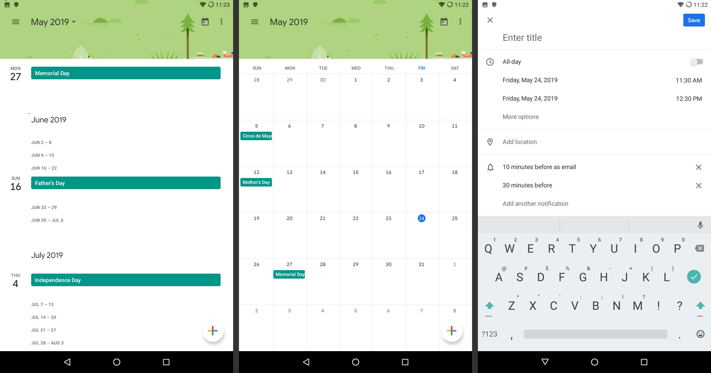 Zobrazení Google Calendar pro Android je dobré využití starého tabletu s Androidem
