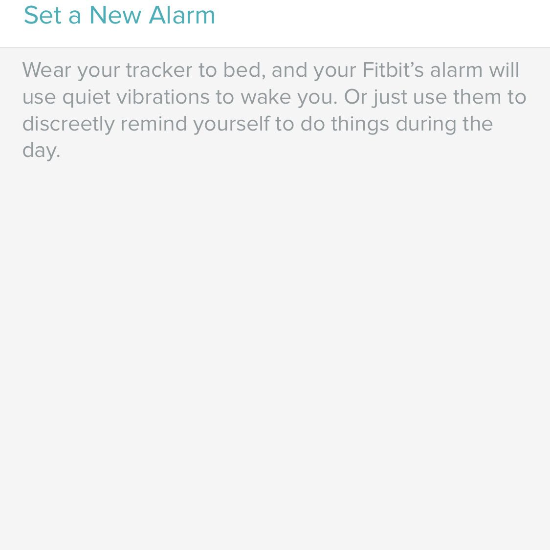 Obrazovka tichých alarmů aplikace Fitbit