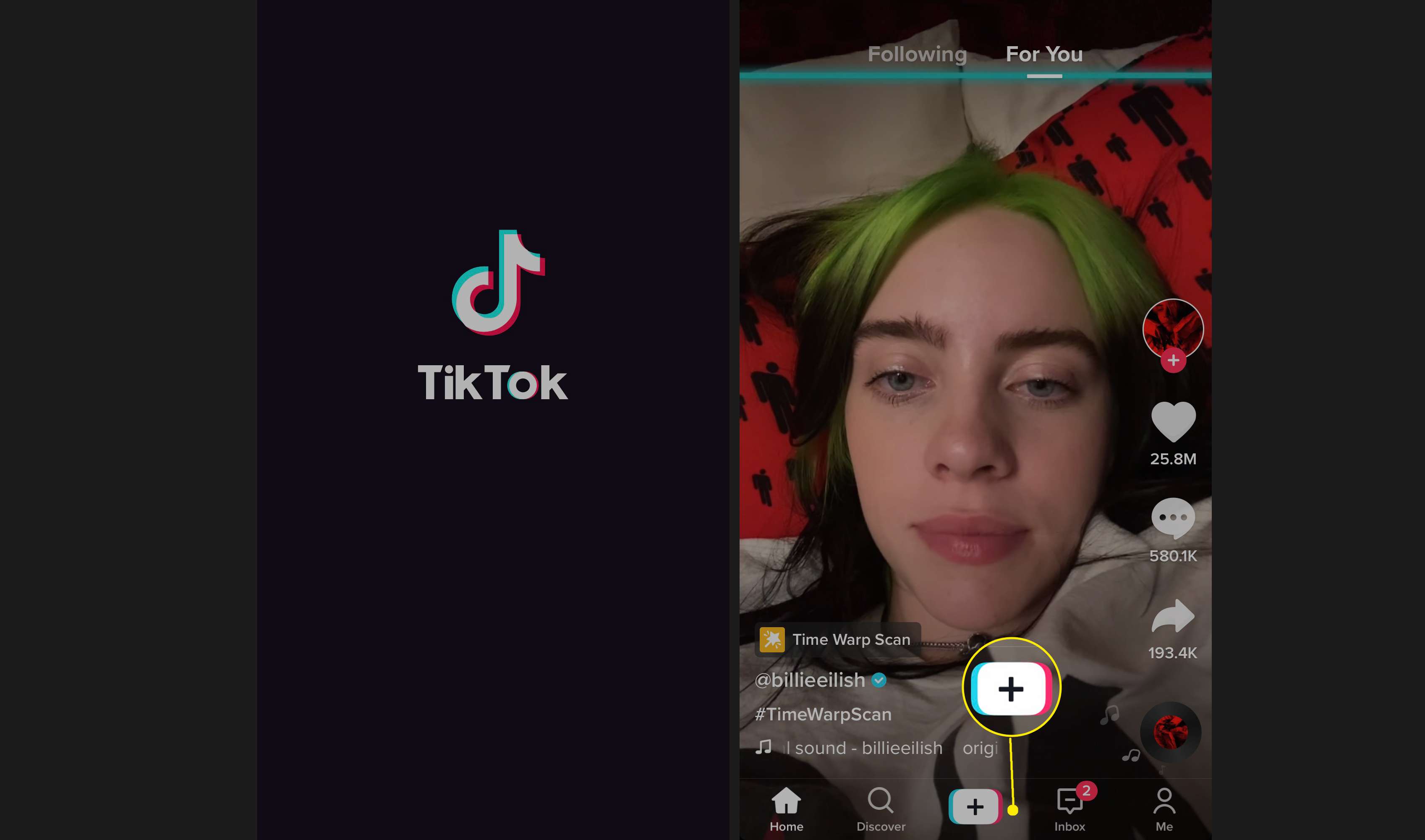 Otevřete na svém mobilním zařízení aplikaci TikTok a klepněte na znaménko plus.