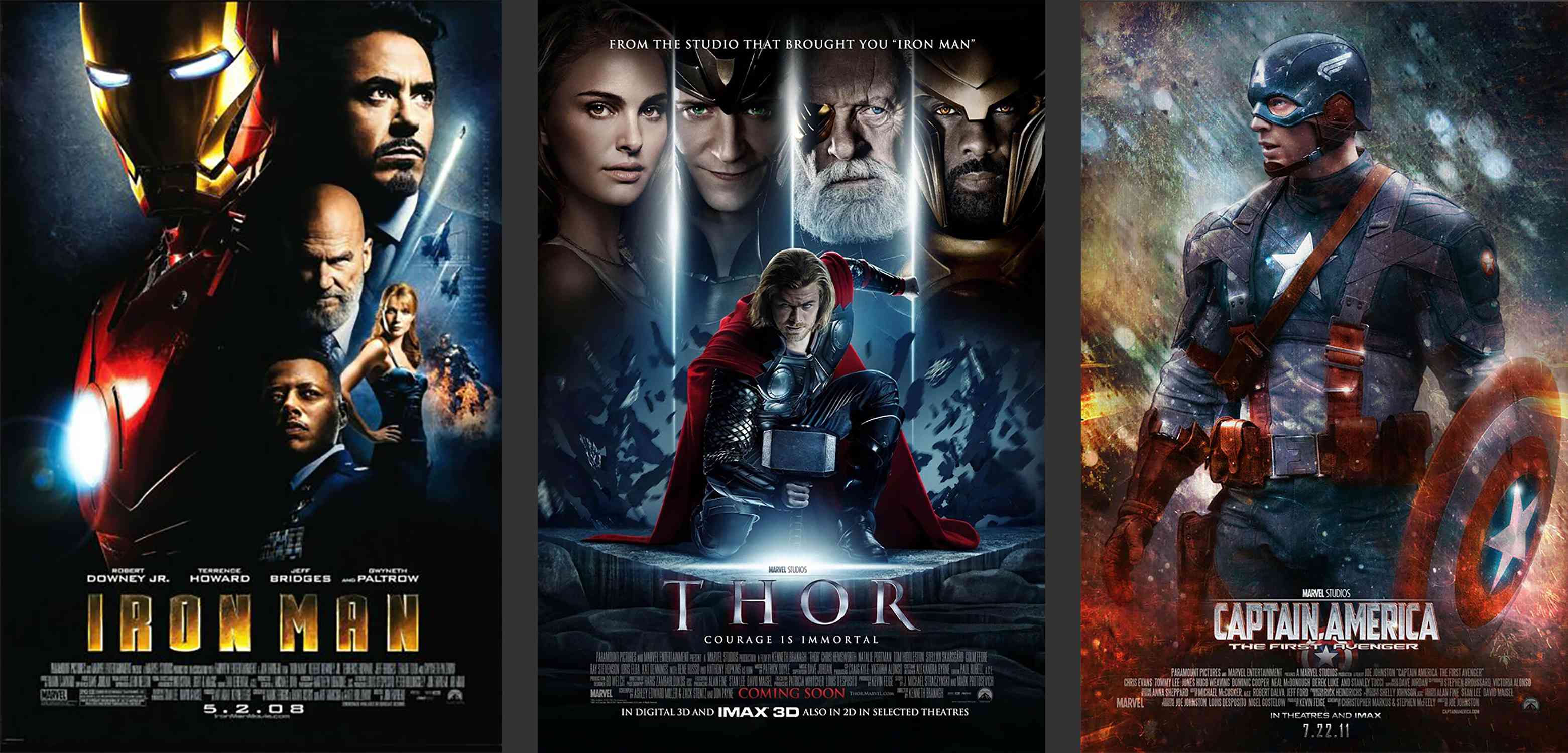 Marvel fáze 1 filmové plakáty