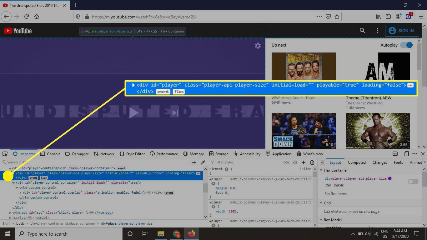 Zdrojový kód videa v prohlížeči Firefox.