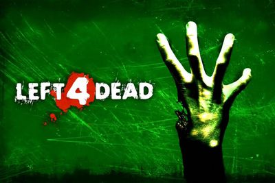 Úvodní obrazovka 4 Dead Dead s zvednutou zombie rukou