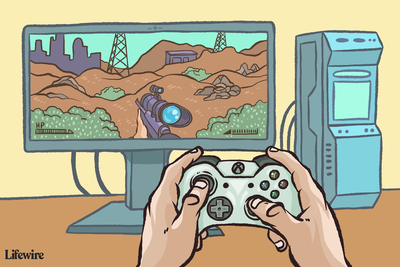 Ilustrace zobrazující někoho, kdo hraje Fallout s ovladačem pro Xbox