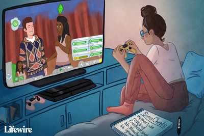 Hráč využívající cheatové kódy pro Sims 4 na PS4