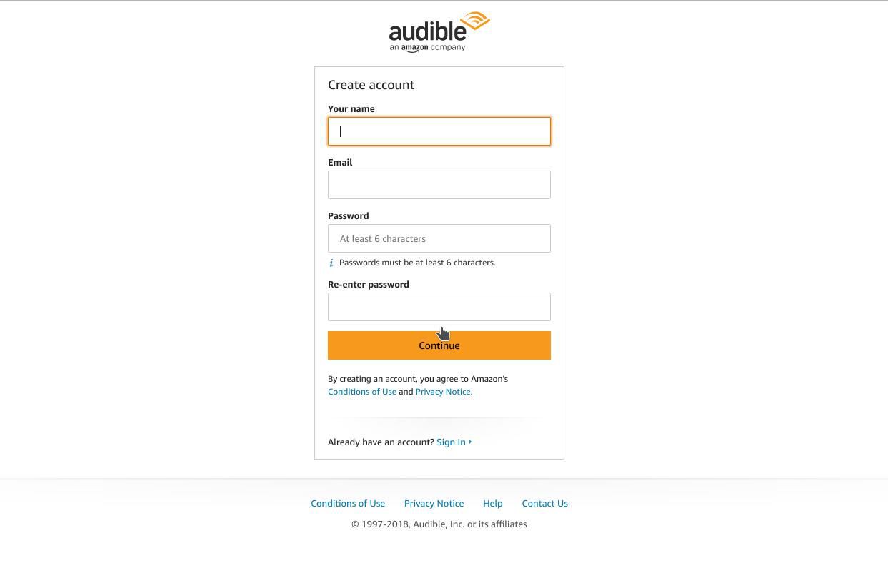 Registrace do Amazonu vyžaduje pouze jméno, uživatelské jméno a heslo.