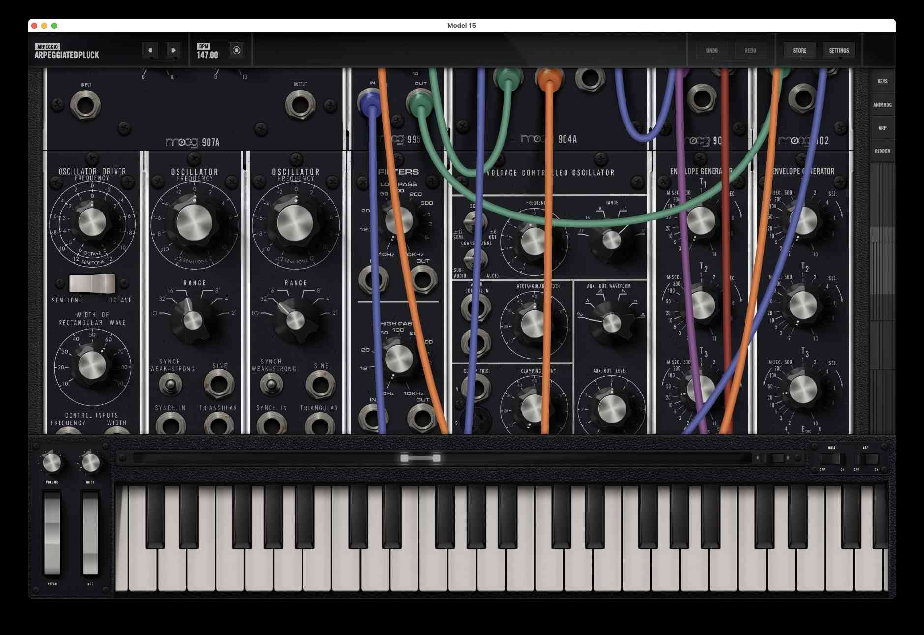 Aplikace Moog Synthesizer pro Mac.