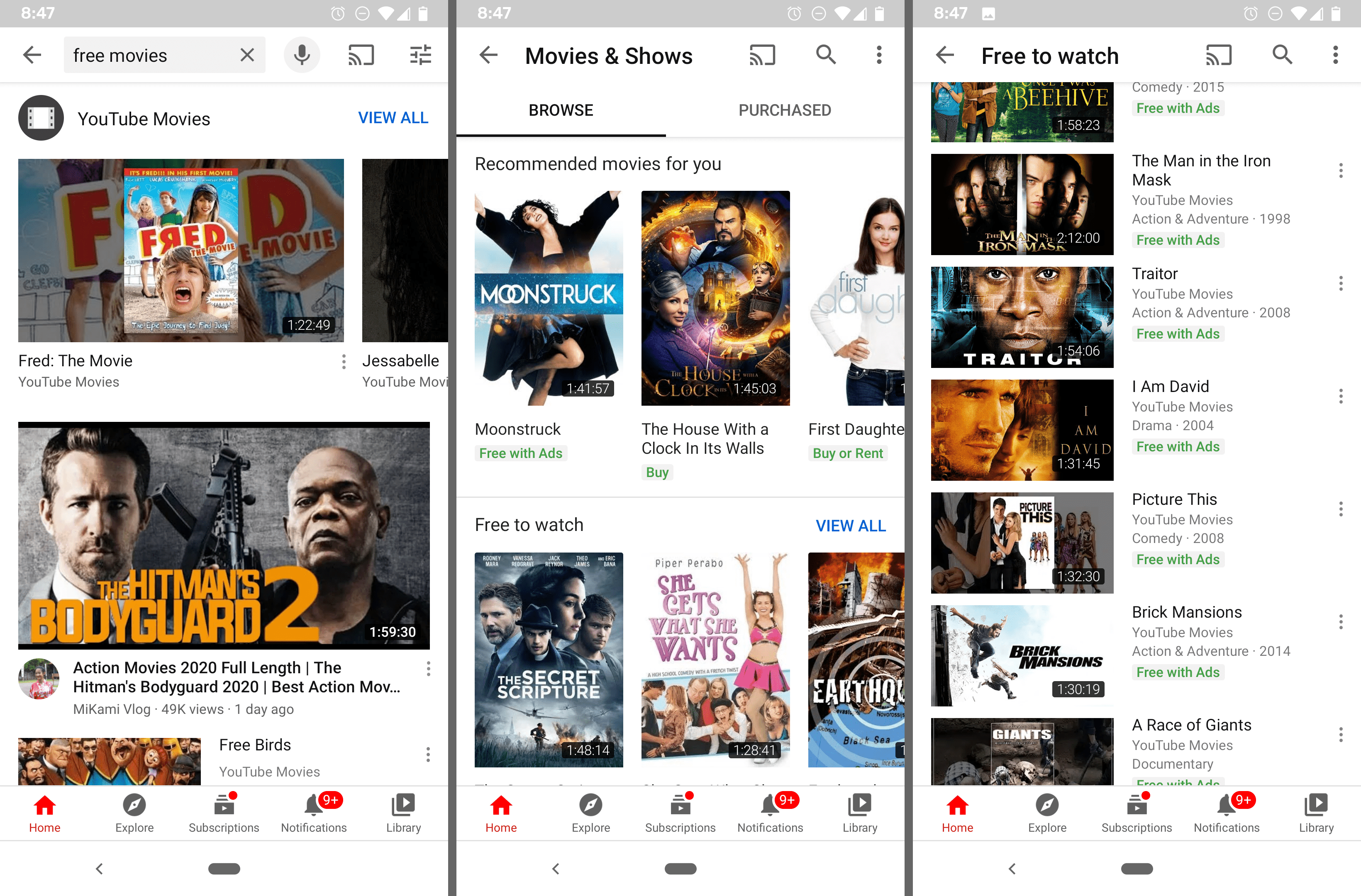 Filmy na YouTube zdarma pro Android