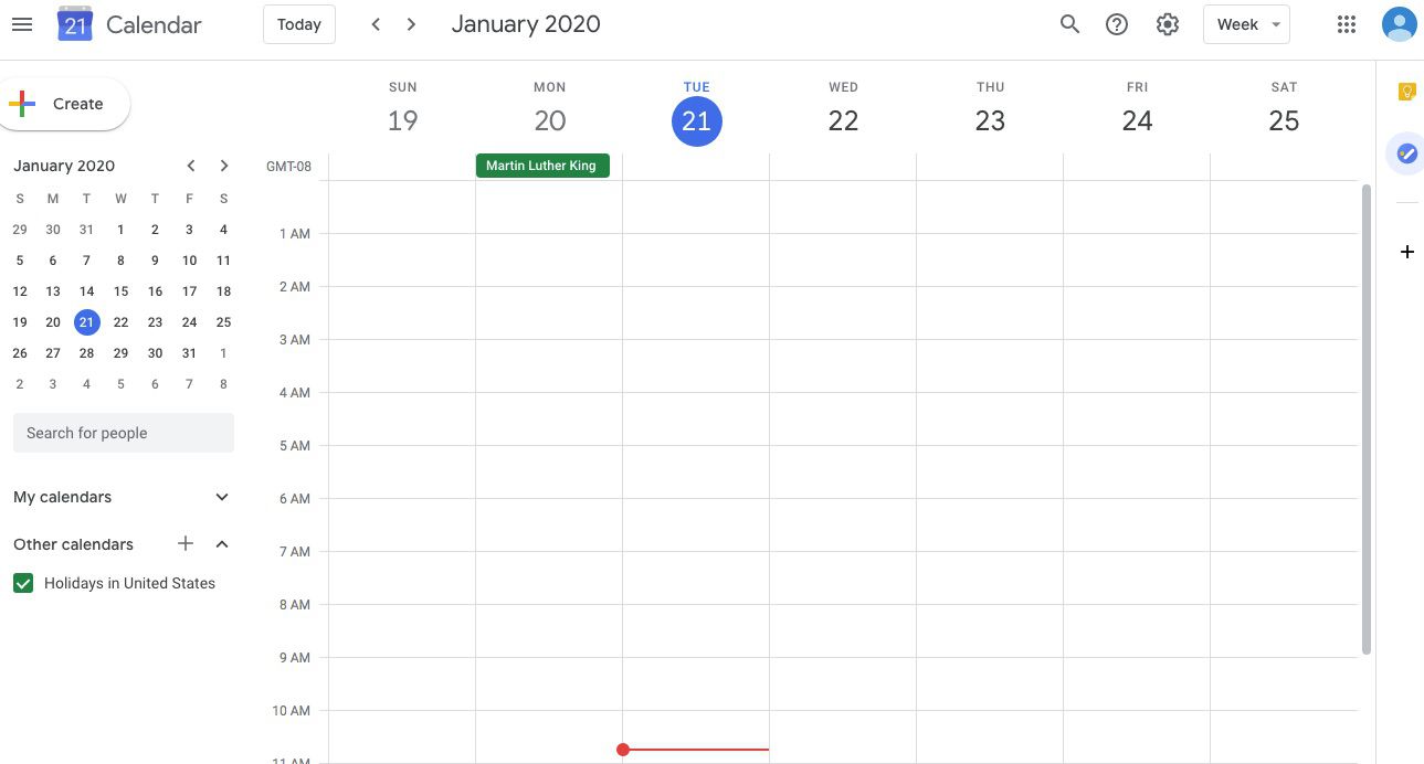 Screenshot z Kalendáře Google na ploše