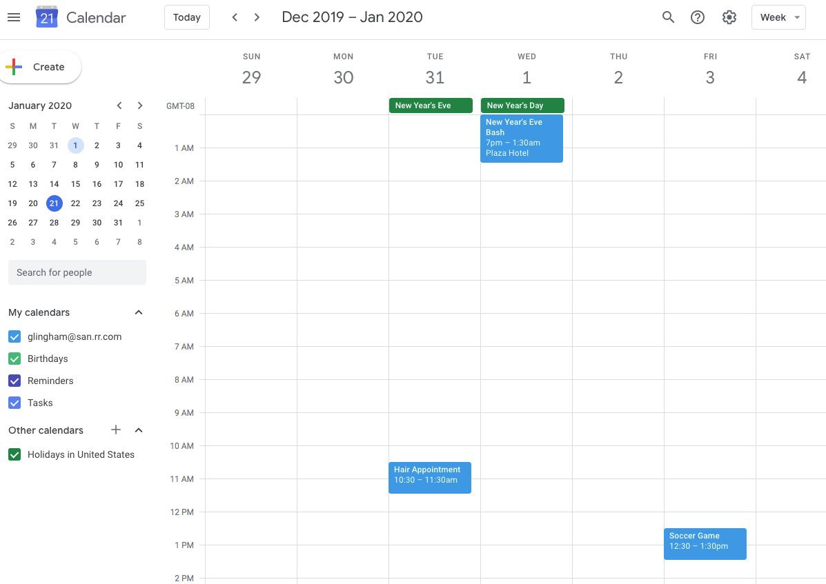 Screenshot z Kalendáře Google Přejít na datum