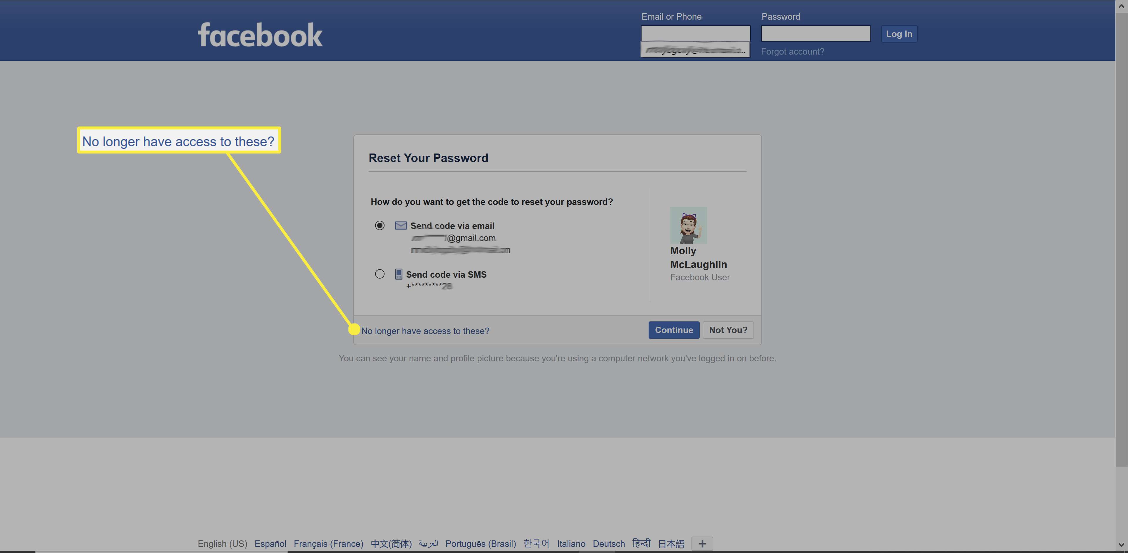 Nastavení důvěryhodných kontaktů na Facebooku.