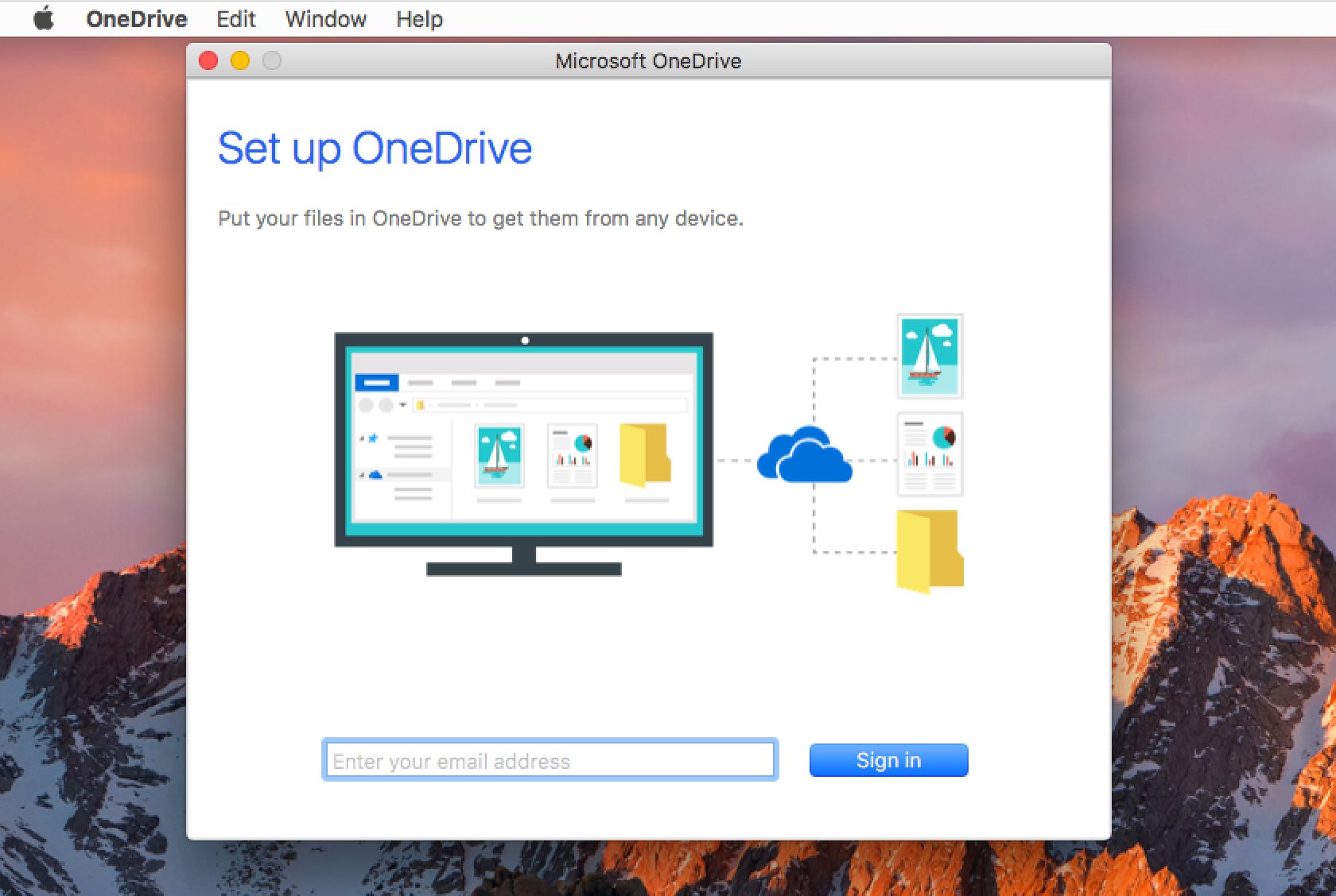 Nastavení OneDrive pro Mac OS