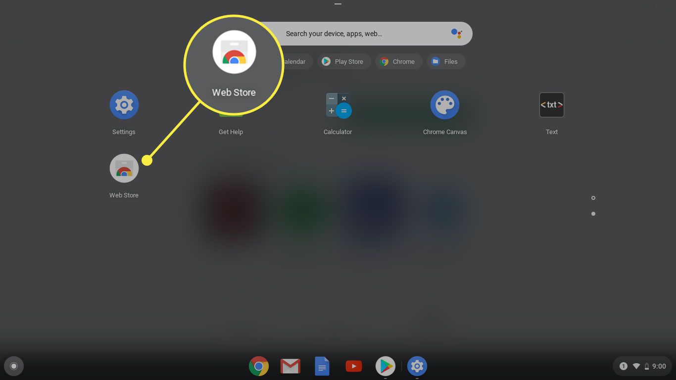 Ikona internetového obchodu na Chromebooku