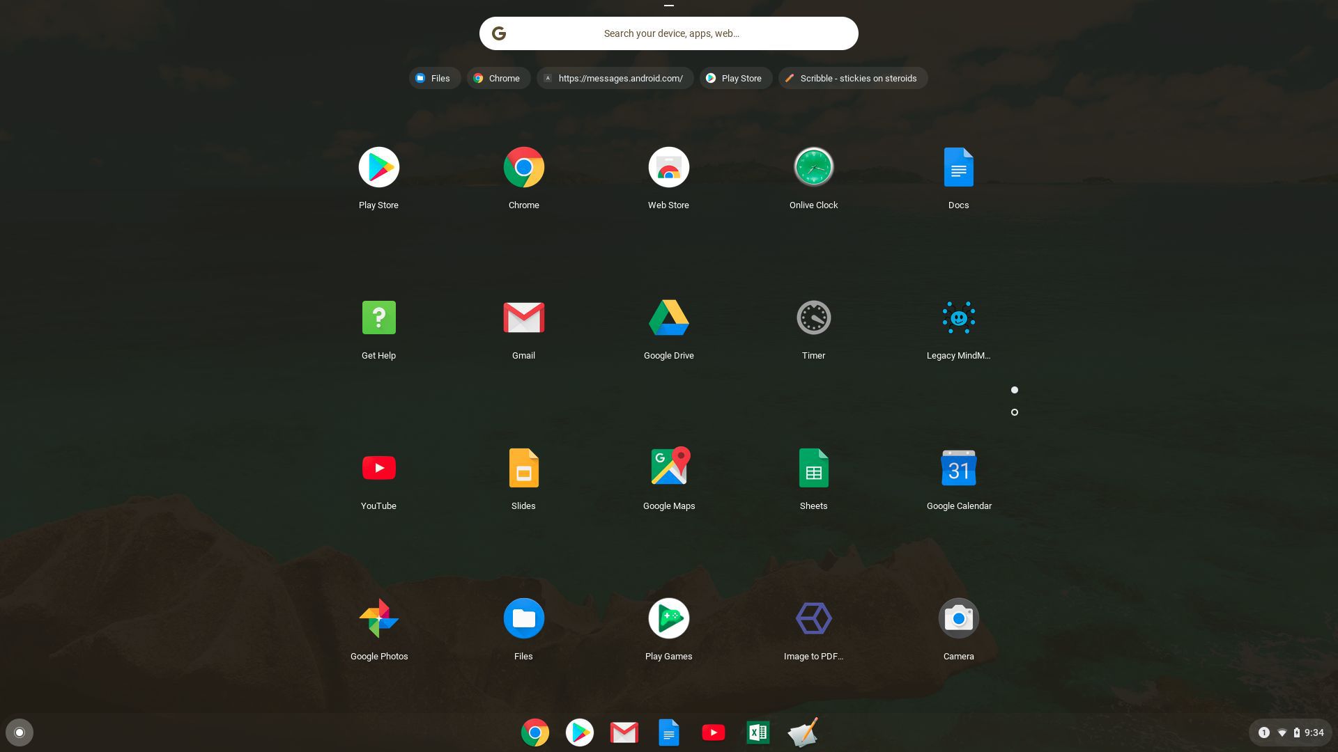 Screenshot výběru ikony souborů na Chromebooku