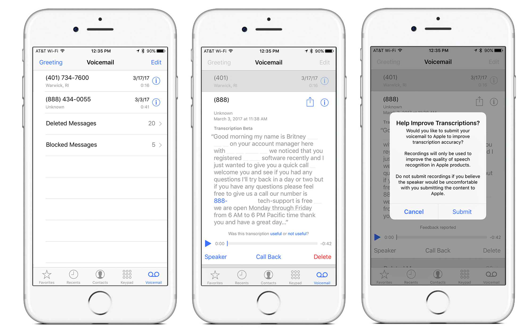 Přepis hlasové schránky v iOS 10