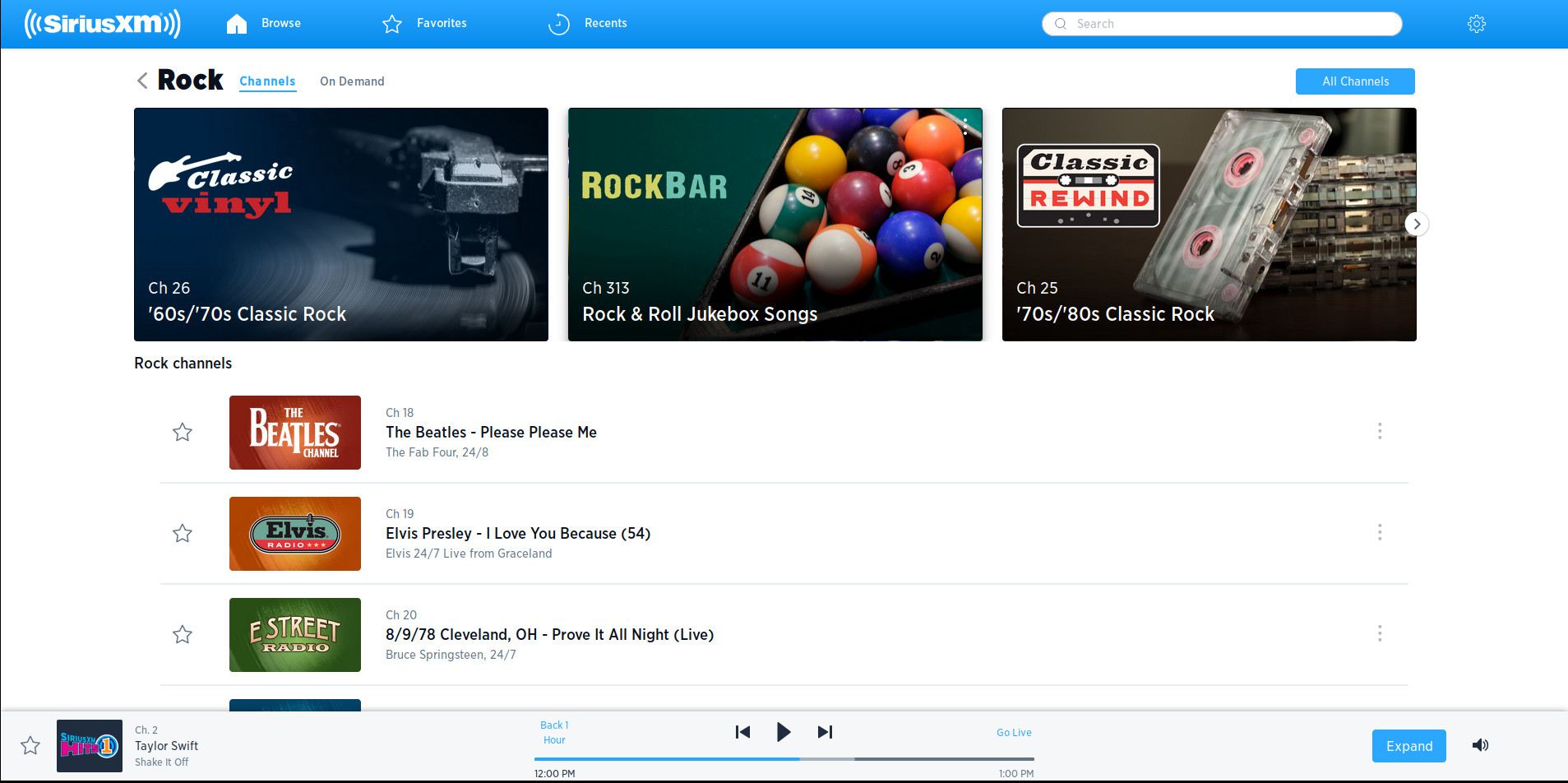 Seznam hudebních žánrů přehrávače SiriusXM Player.