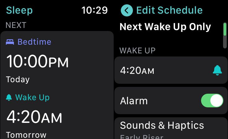 Aplikace Spánek na Apple Watch