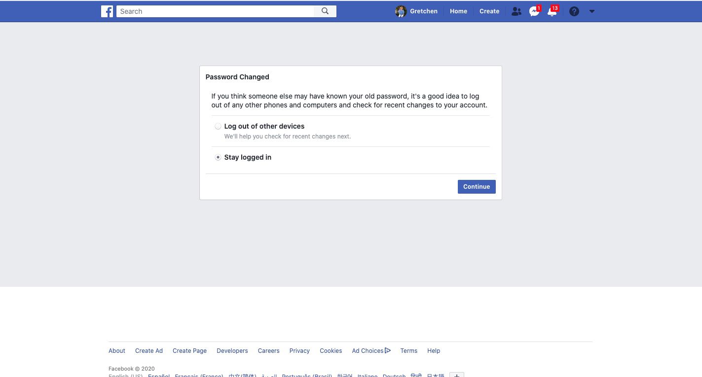 Vyberte, zda se chcete odhlásit z Facebooku na jiných zařízeních