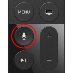 Tlačítko Siri / Voice na dálkovém ovladači Apple TV