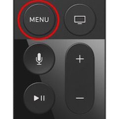 Tlačítko nabídky na dálkovém ovladači Apple TV