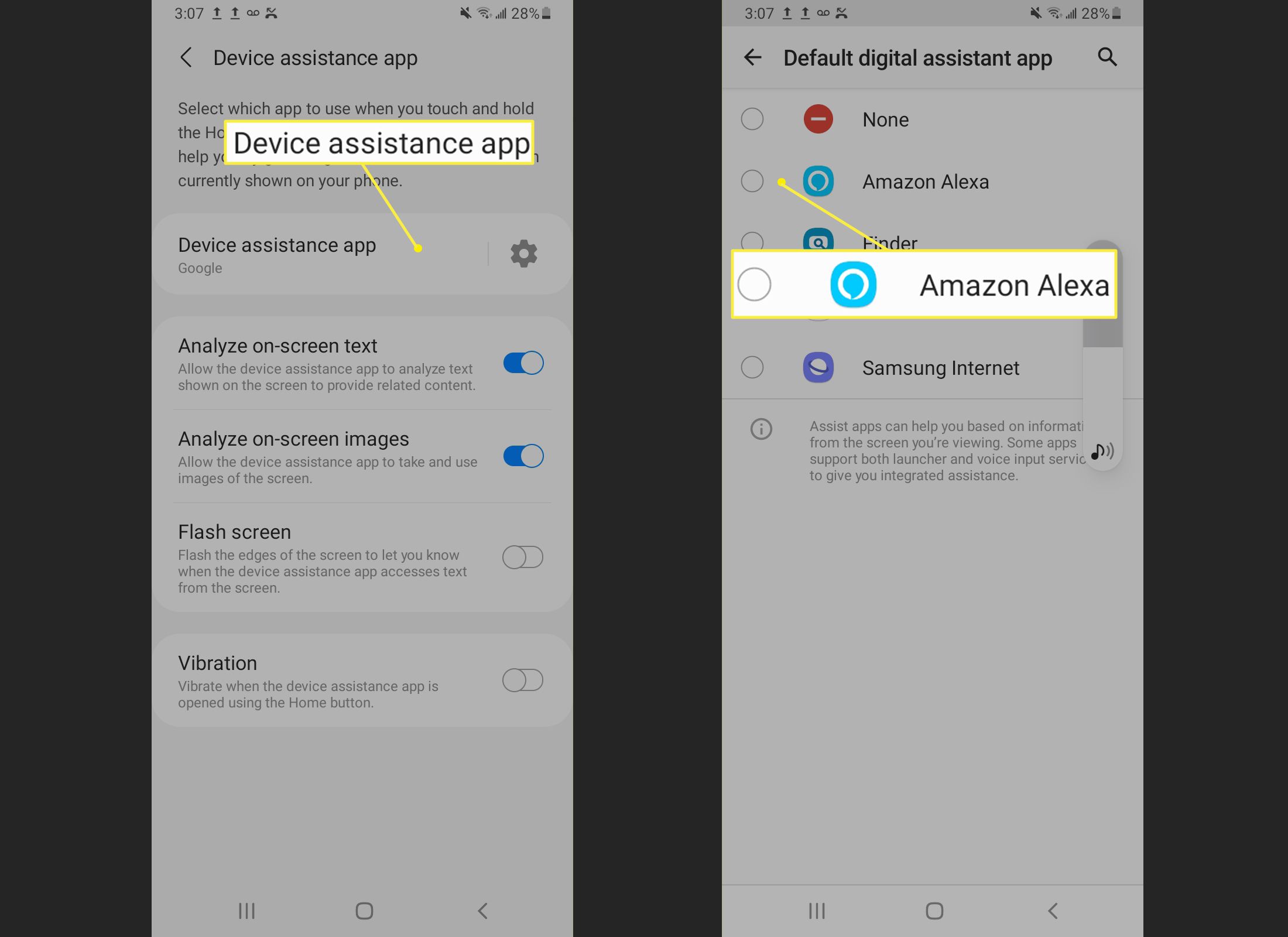 Nastavení Alexa jako výchozí v systému Android