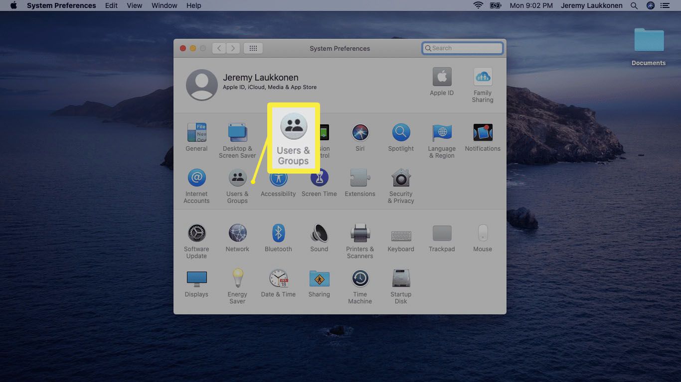 Snímek obrazovky nabídky Předvolby systému macOS.
