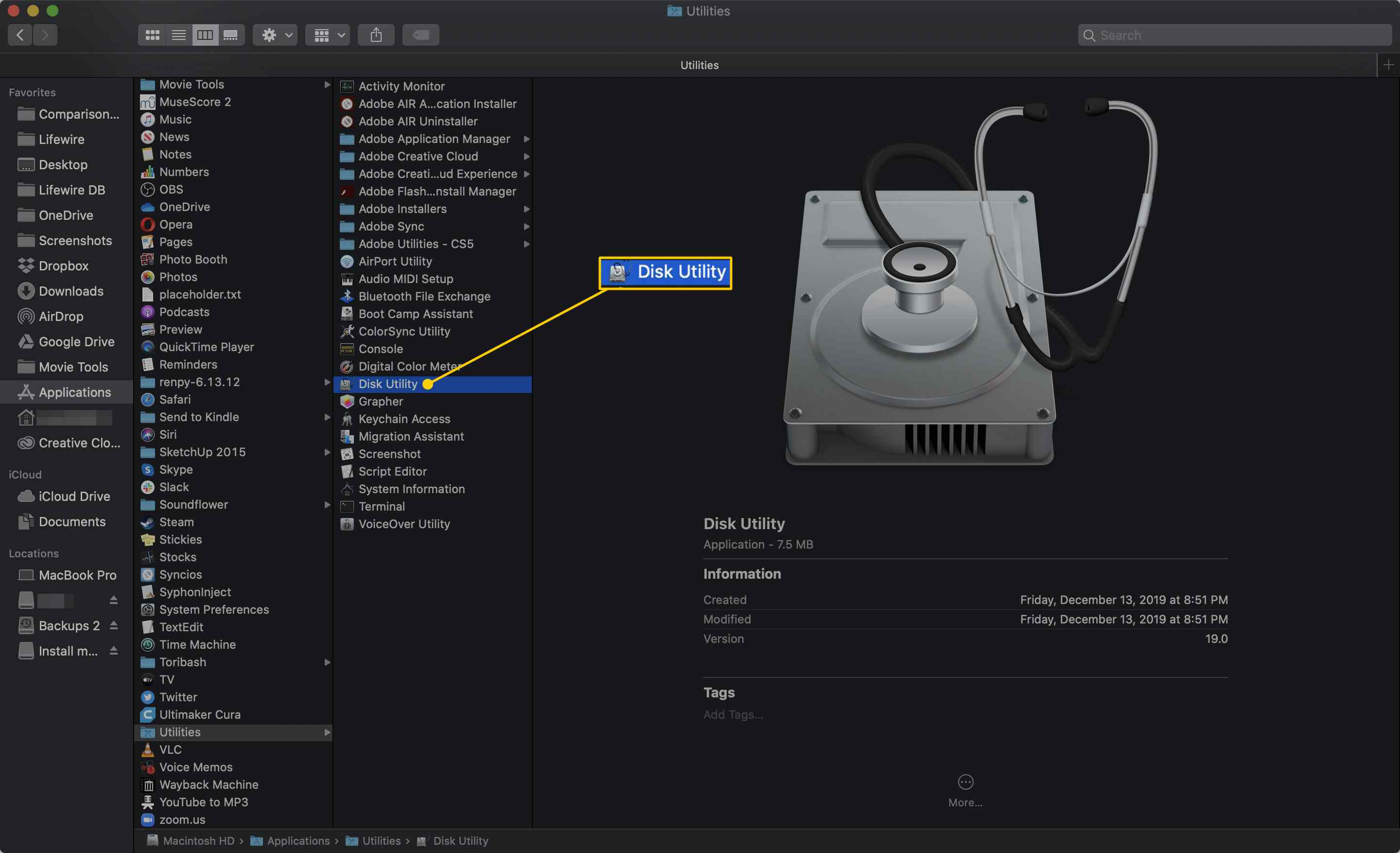 Disk Utility v systému macOS